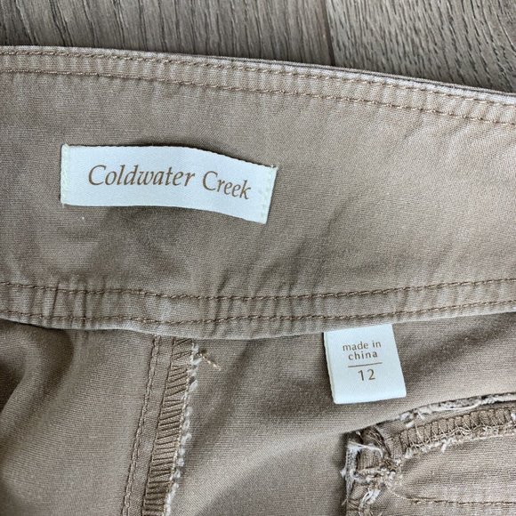 Coldwater Creek Capri Pants Womens 12 Bown Solid Zip Snap Close Drawstring Cuff - Picture 7 of 9